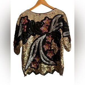 Vintage I Seng Hand Beaded Disco Top 🪩